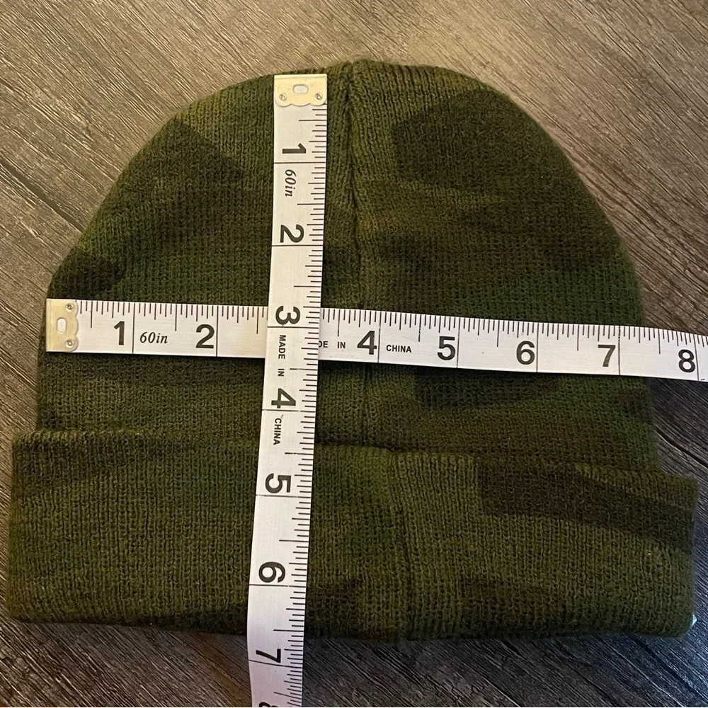 Kids studded spike camouflage beanie warm folded cuffed camo